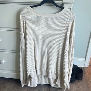 Aerie Cream Waffle Knit Sweater